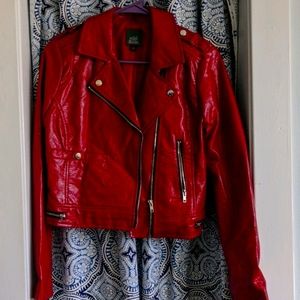 Women's Red Leather Jacket